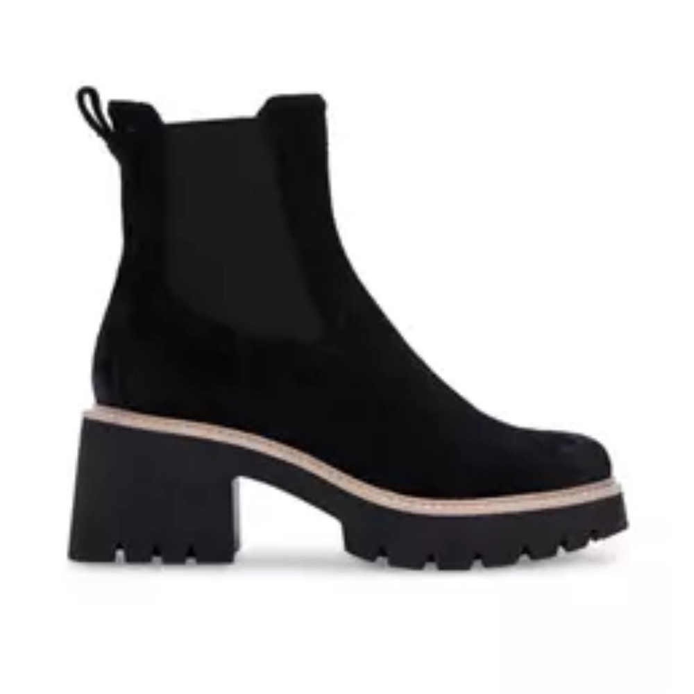 DOLCE VITA BLACK CHUNKY HEELED BOOTS 7.5 Med